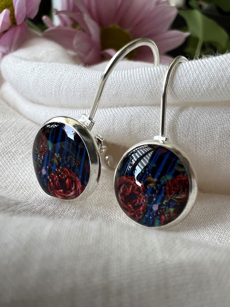 Náušnice Nespoutaná modro-černá - visací