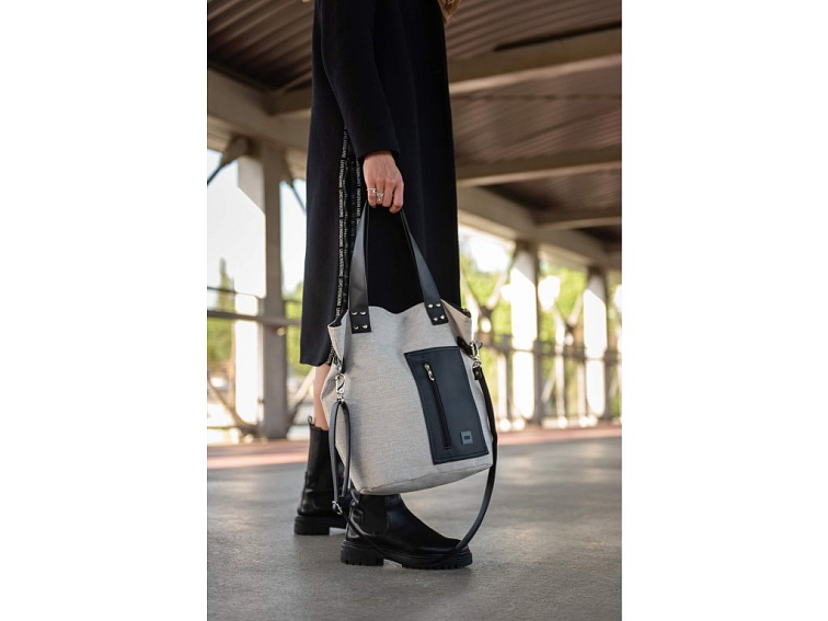 Střední kabelka MANA MANA Černá/Šedá s kapsičkou na mobil