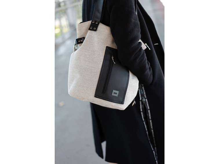 Střední kabelka MANA MANA Černá/Šedá s kapsičkou na mobil