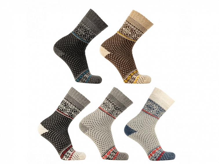 Vlněné ponožky merino se vzorem