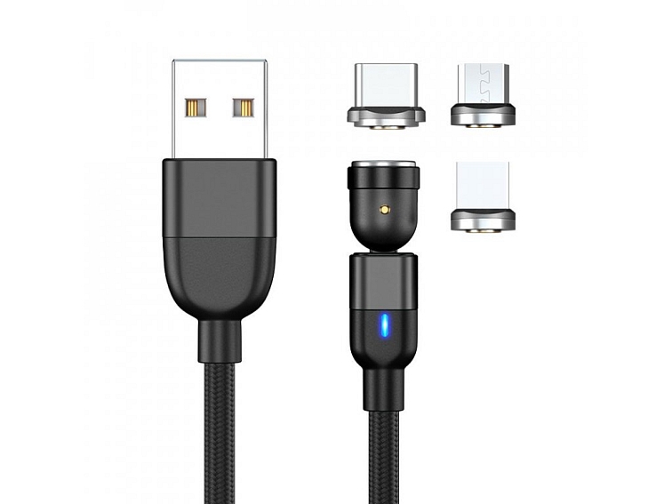 Magnetický nabíjecí kabel 3v1 (USB-C + Lightning + Micro USB)