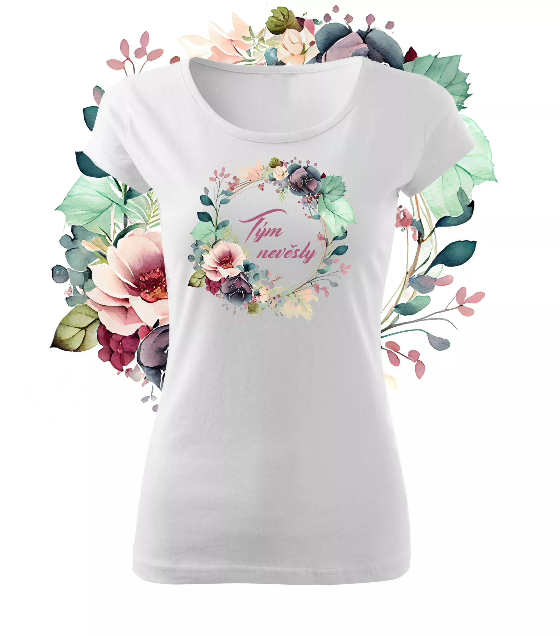 Květinové tričko bohatý věneček - Tým nevěsty