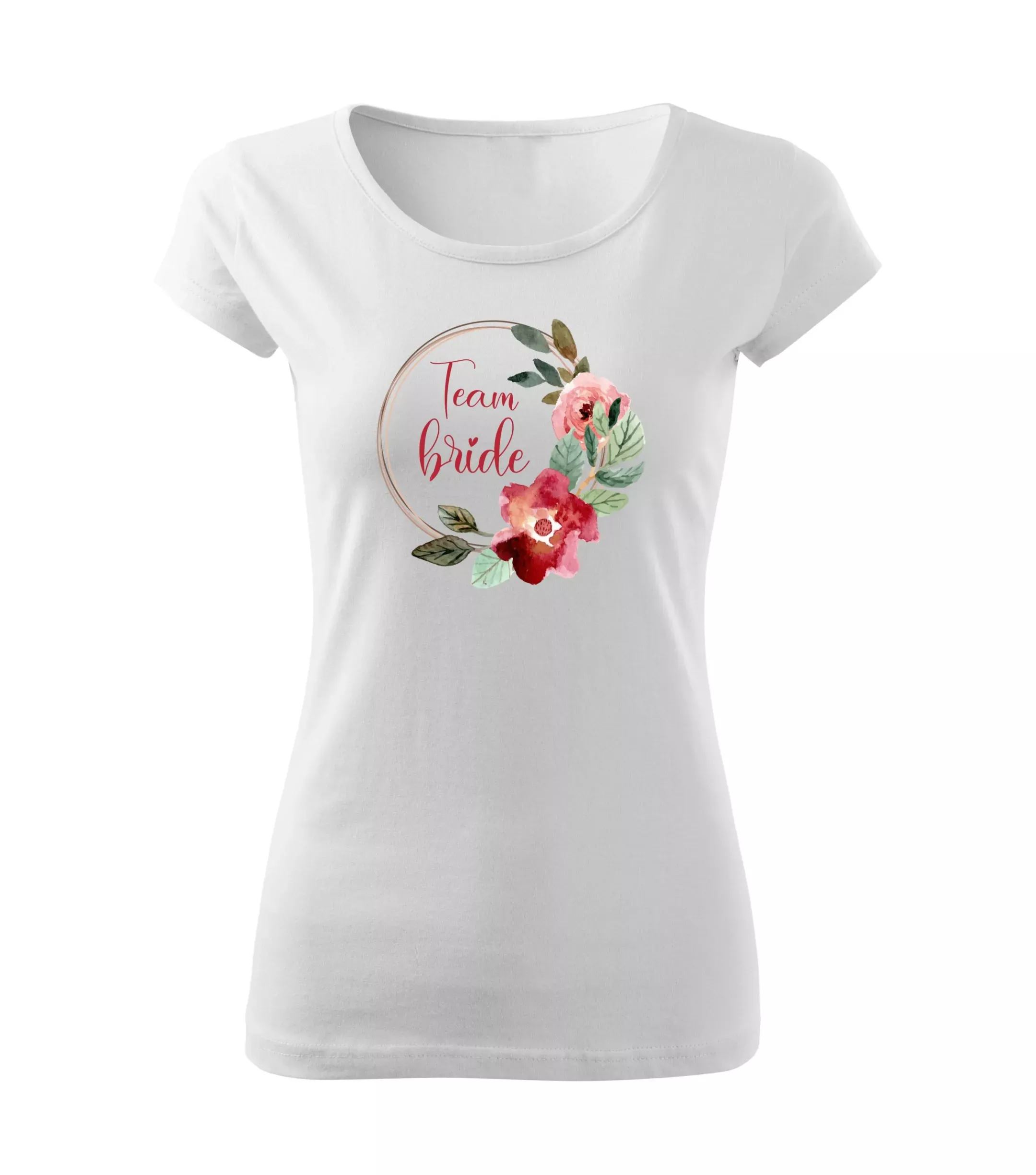 Květinové tričko akvarelový věneček - Team bride