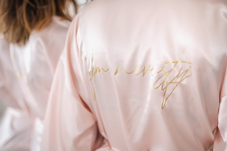 Svatební župan světle růžový - Tým nevěsty