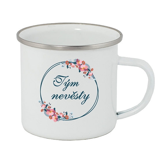 Bílý plecháček - Tým nevěsty modrý věneček