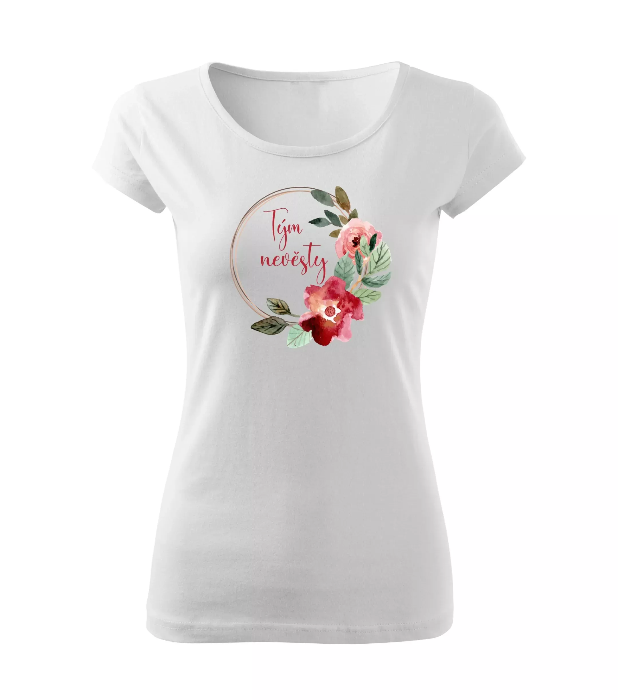 Květinové tričko akvarelový věneček - Tým nevěsty