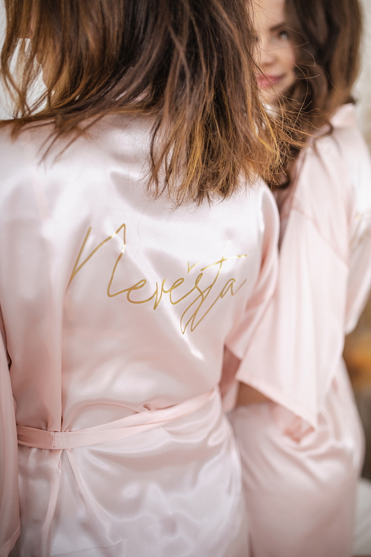 Svatební župan světle růžový - Nevěsta