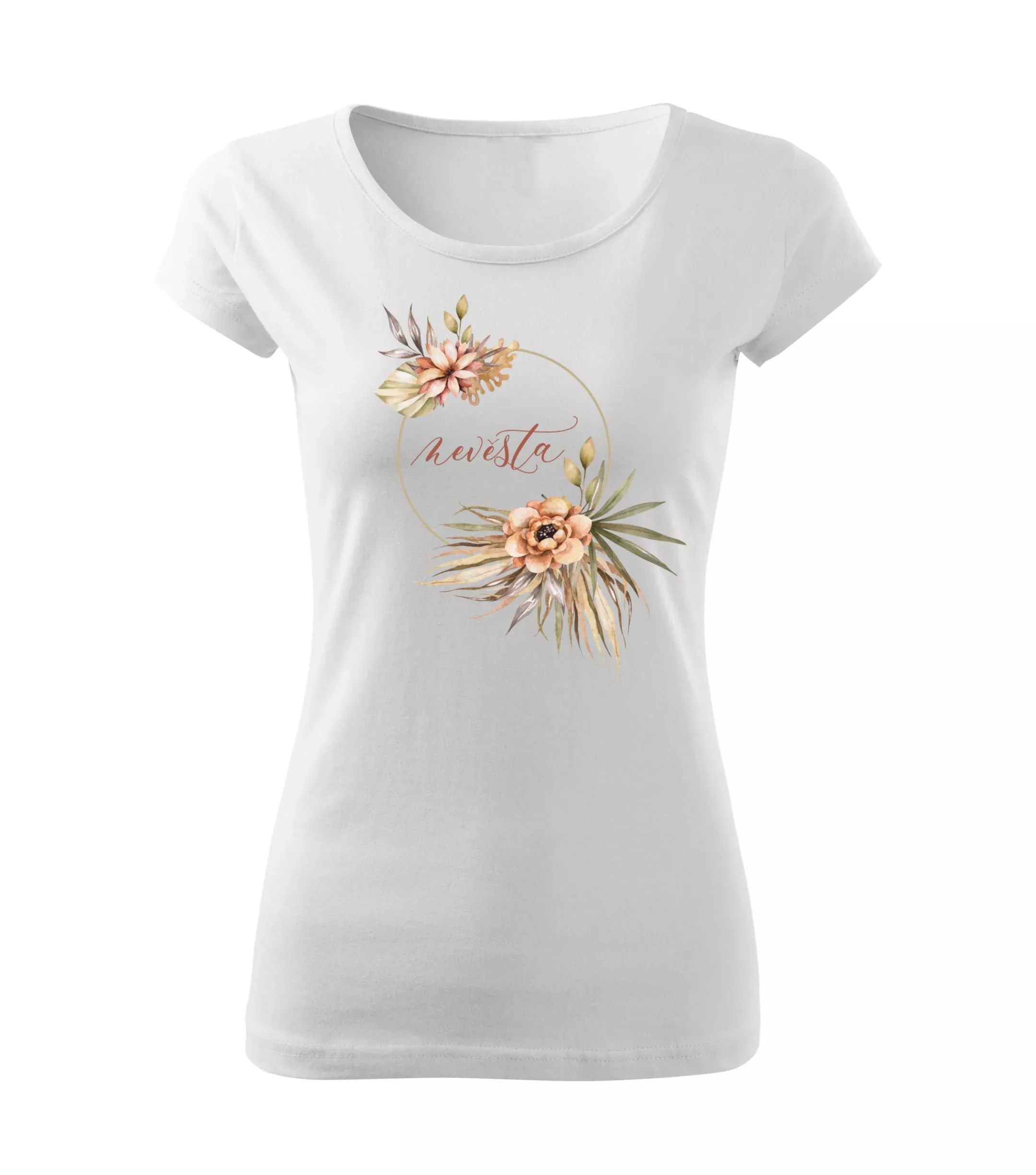 Květinové tričko béžový věneček - Nevěsta