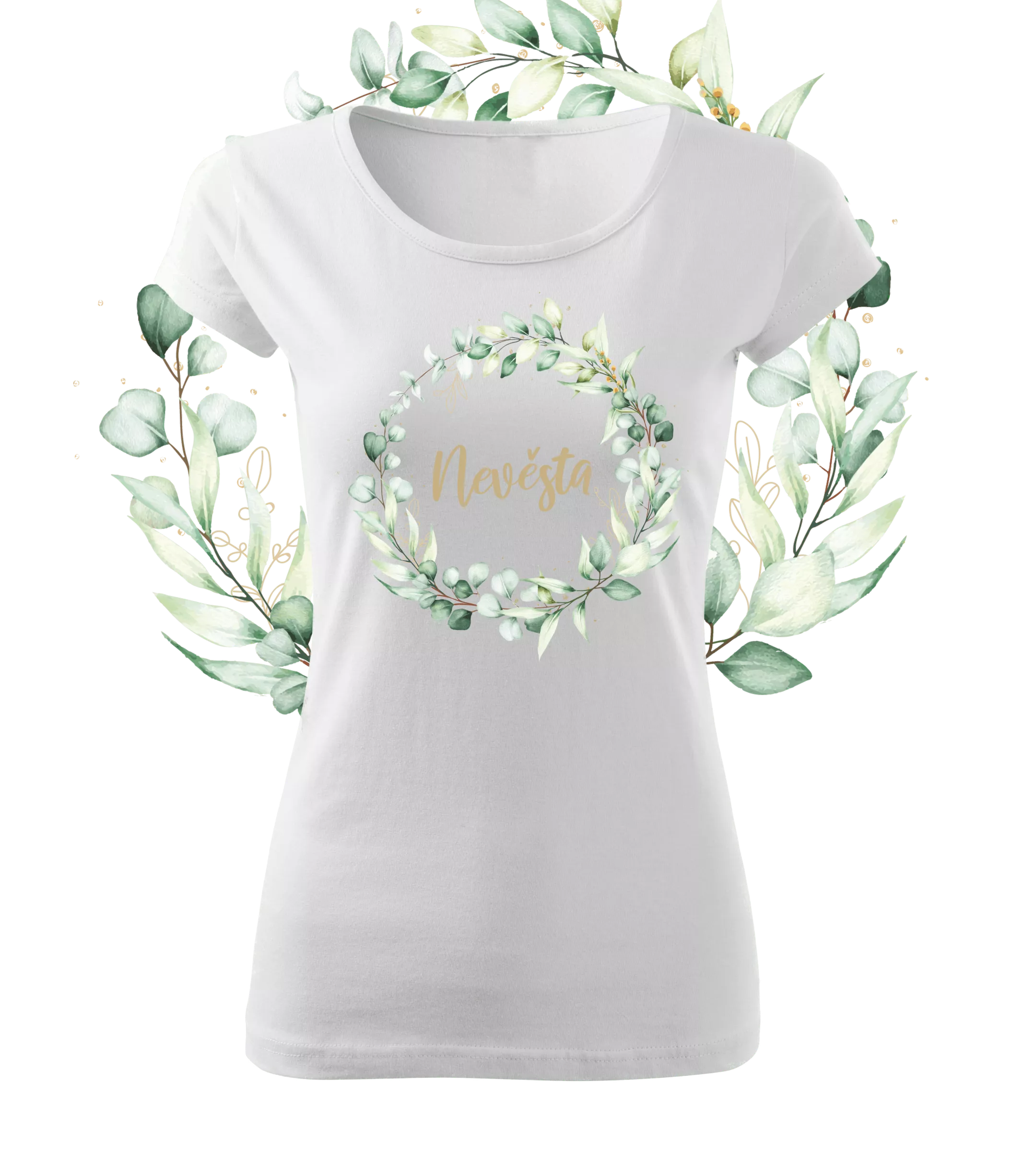 Květinové tričko eukalyptus - Nevěsta