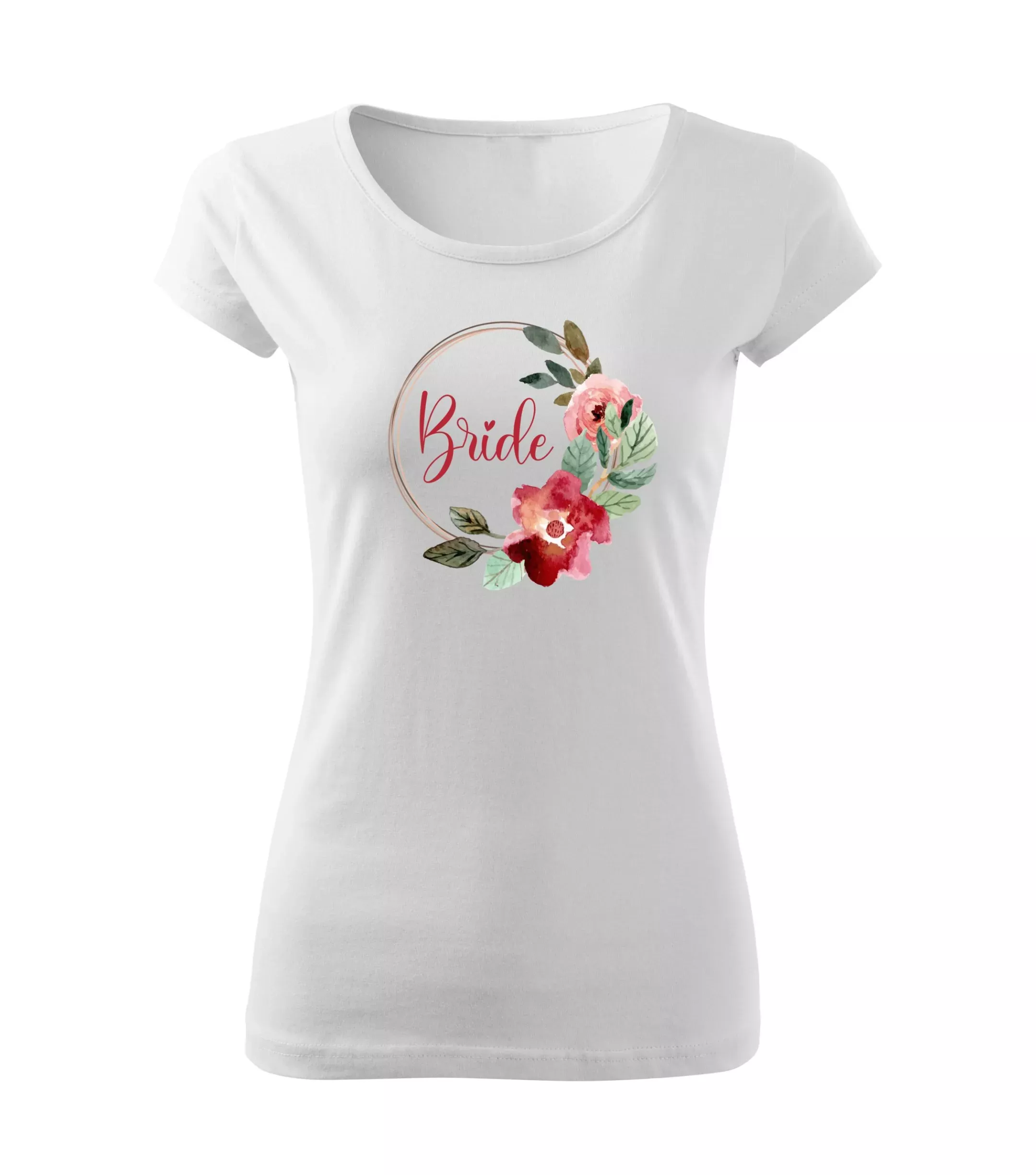 Květinové tričko akvarelový věneček - Bride
