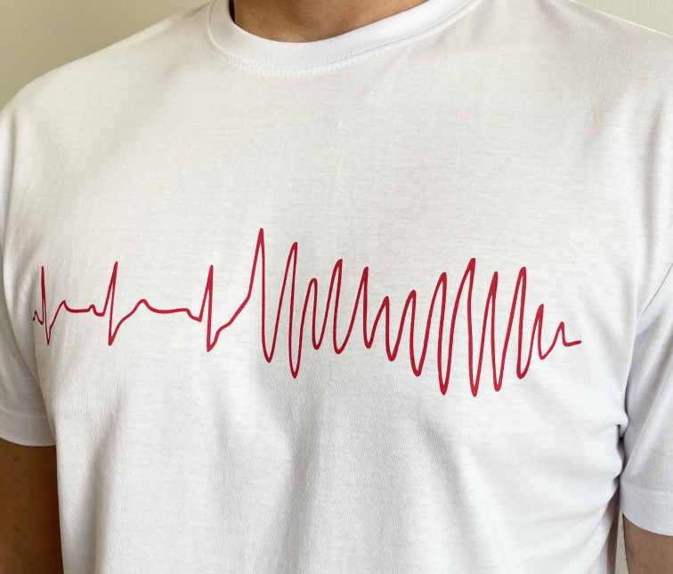 EKG tričko pánské bílé - komorová fibrilace
