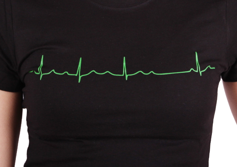 EKG tričko dámské černé - AV blok