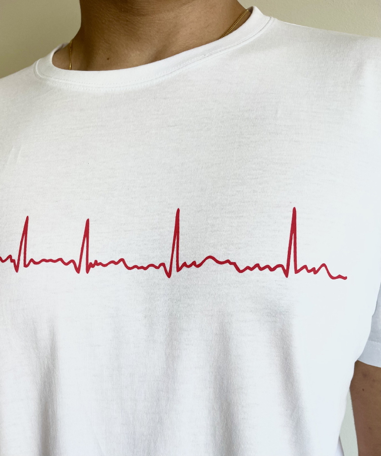 EKG tričko pánské bílé - fibrilace síní