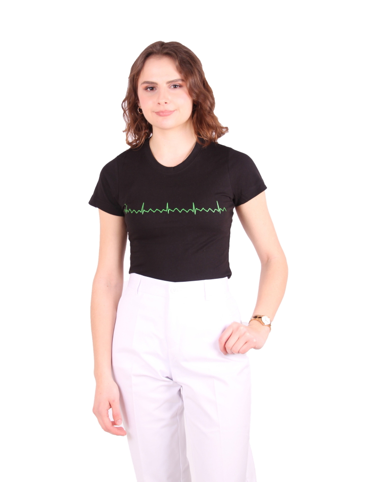 EKG tričko dámské černé - flutter síní