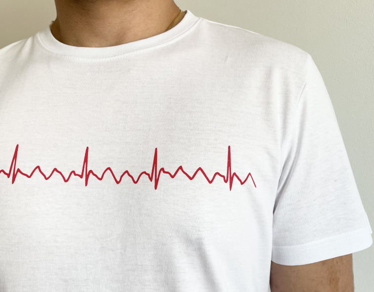 EKG tričko pánské bílé - flutter síní