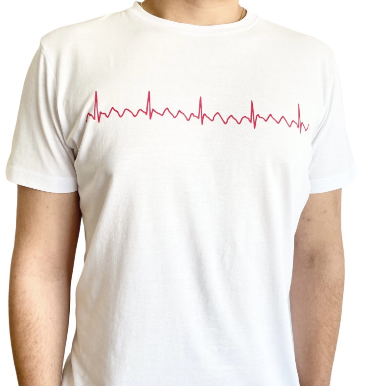 EKG tričko pánské bílé - flutter síní