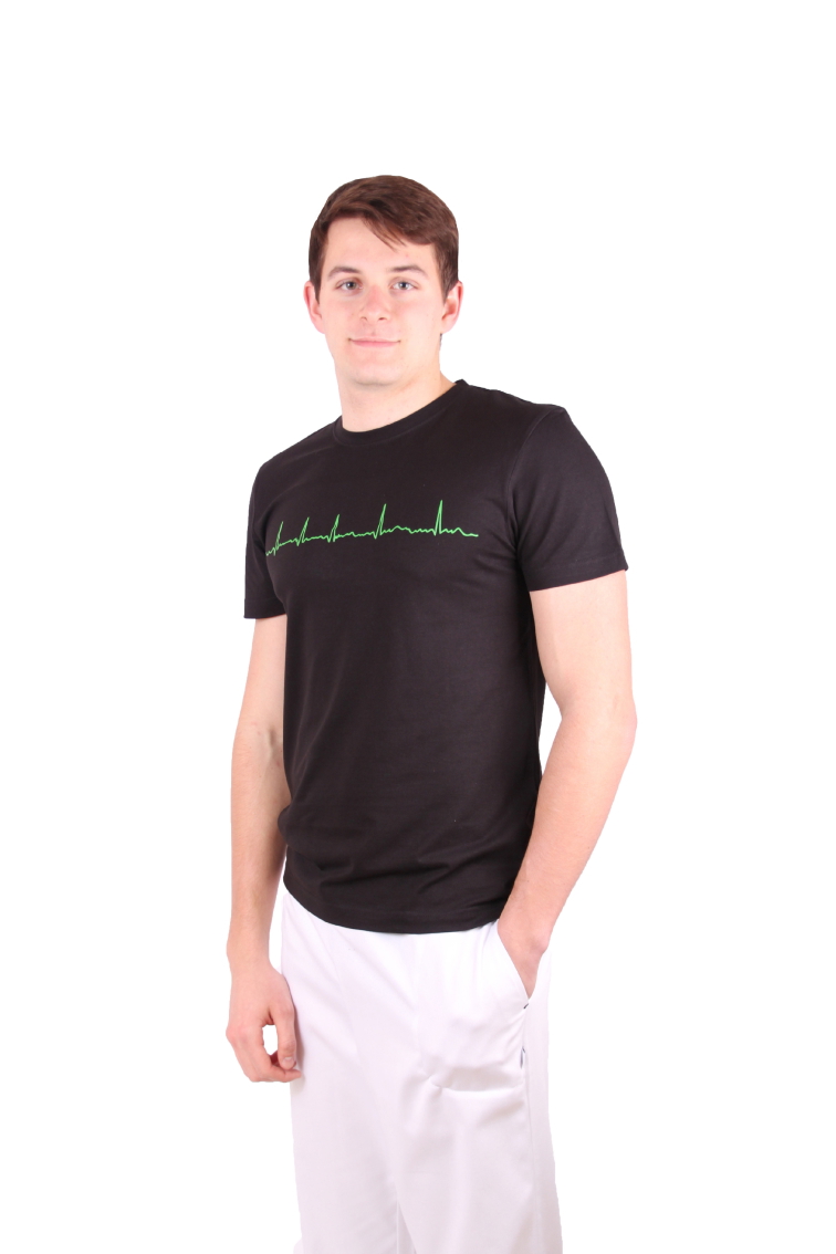 EKG tričko pánské černé - fibrilace síní