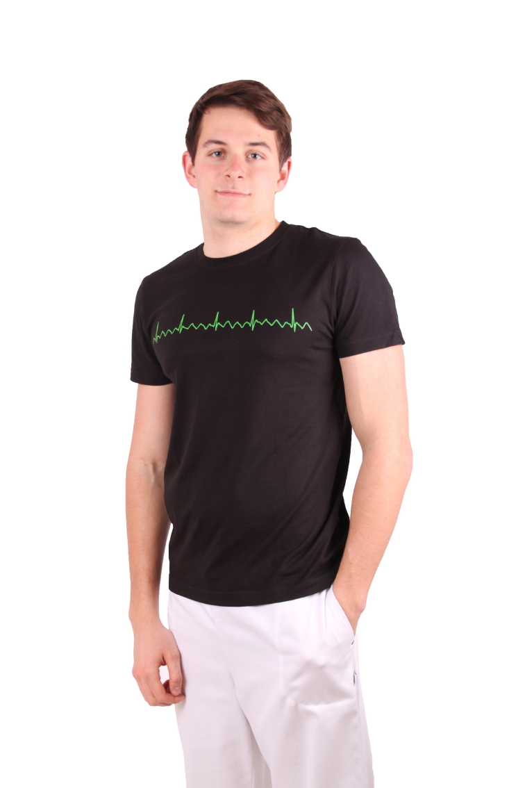 EKG tričko pánské černé - flutter síní