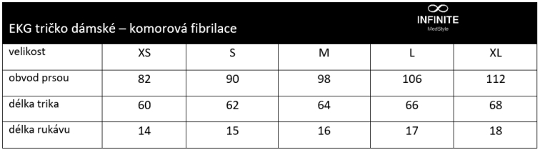 EKG tričko dámské černé - komorová fibrilace