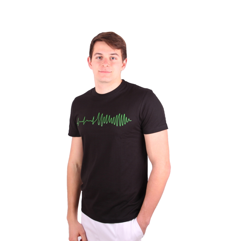 EKG tričko pánské černé - komorová fibrilace