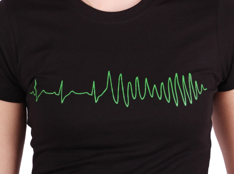 EKG tričko dámské černé - komorová fibrilace