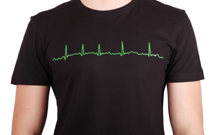 EKG tričko pánské černé - fibrilace síní