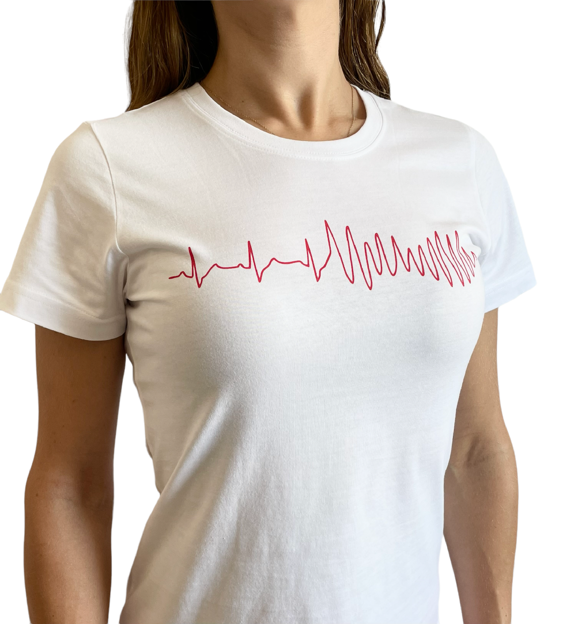 EKG tričko dámské bílé - komorová fibrilace