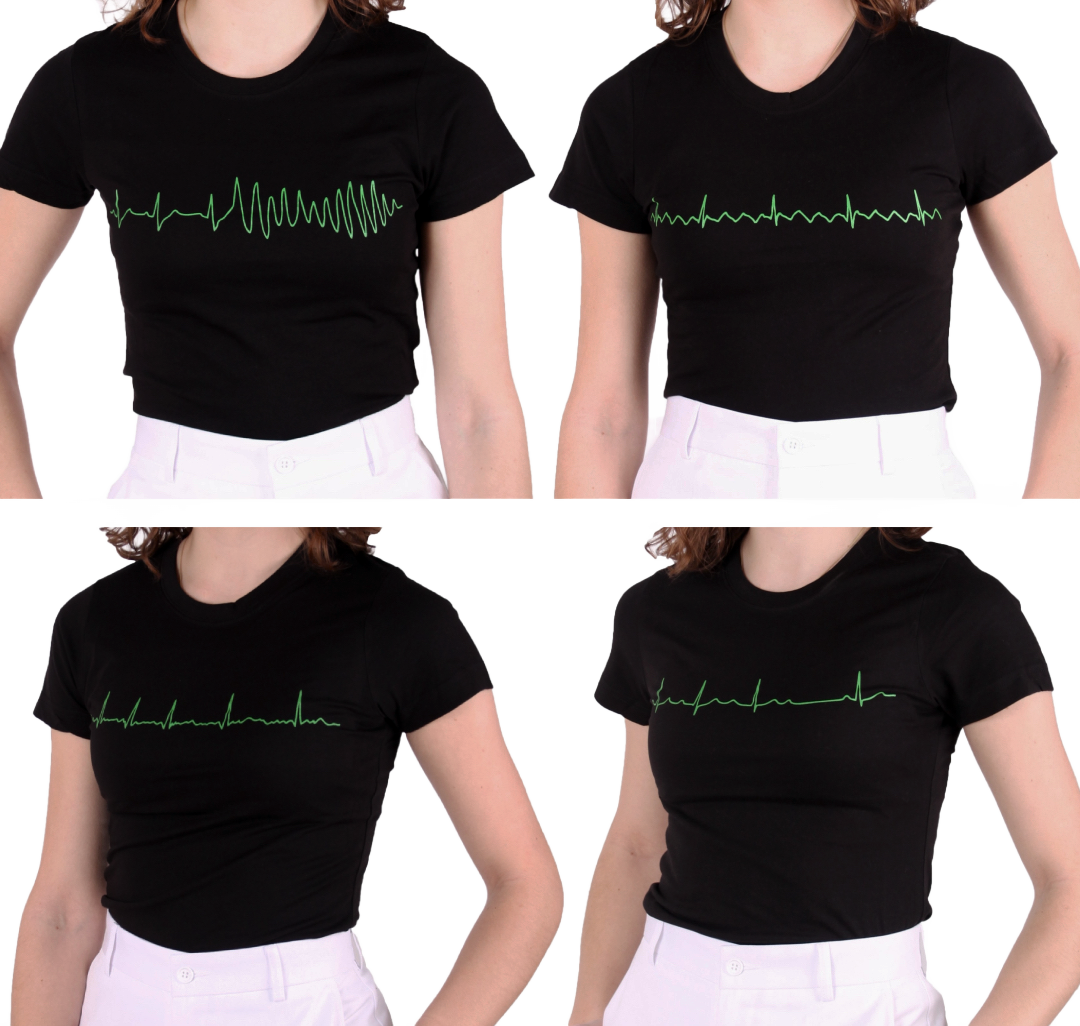 EKG tričko dámské černé - flutter síní