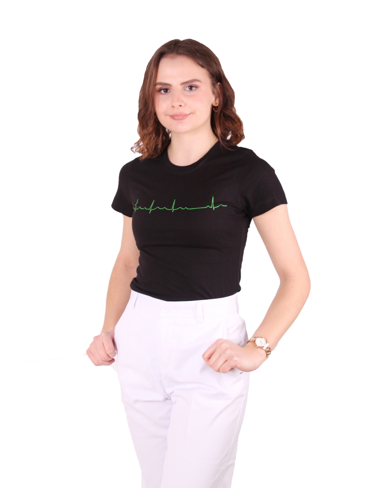 EKG tričko dámské černé - AV blok