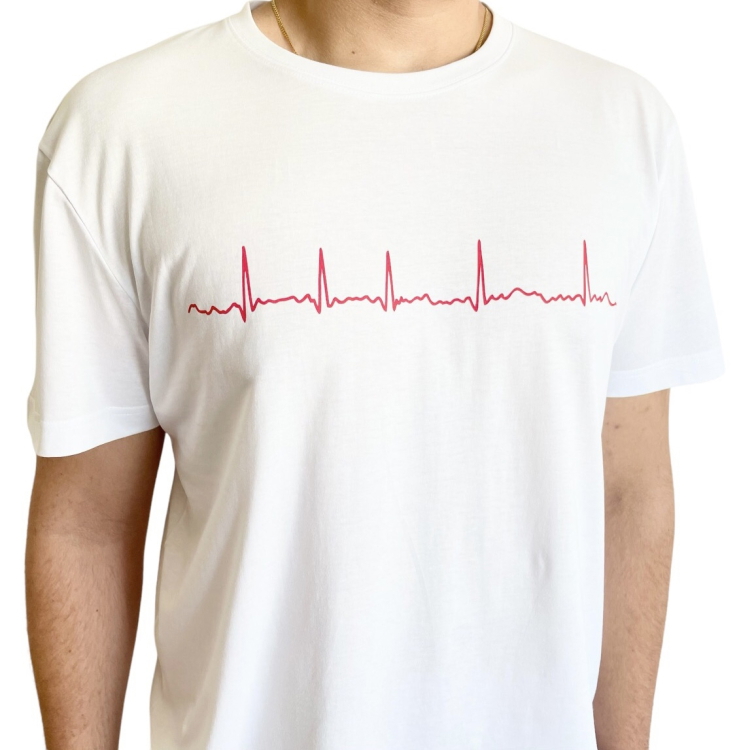 EKG tričko pánské bílé - fibrilace síní