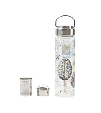 Skleněná láhev s čajovou nálevkou - mozek
