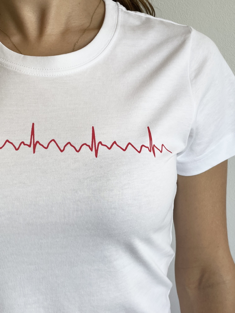 EKG tričko dámské bílé - flutter síní