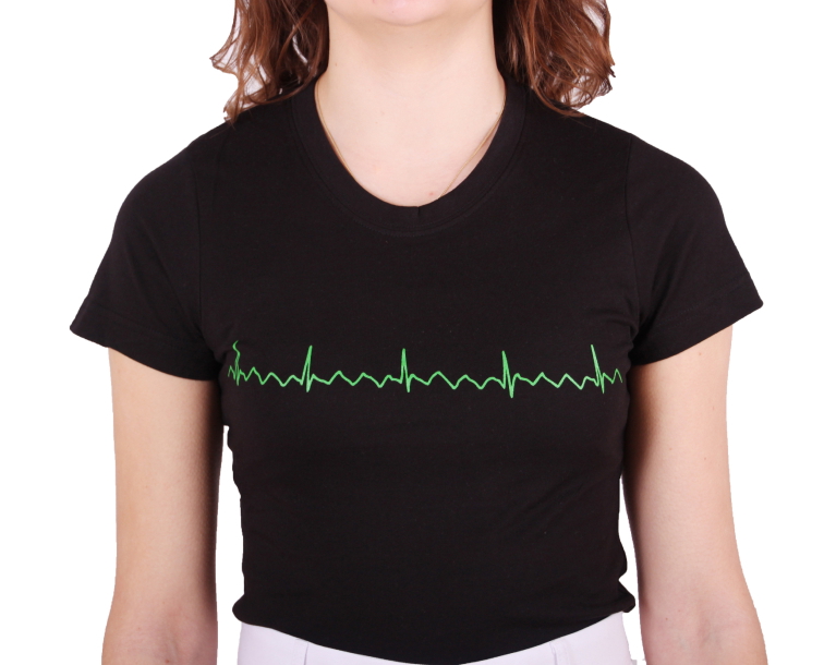 EKG tričko dámské černé - flutter síní