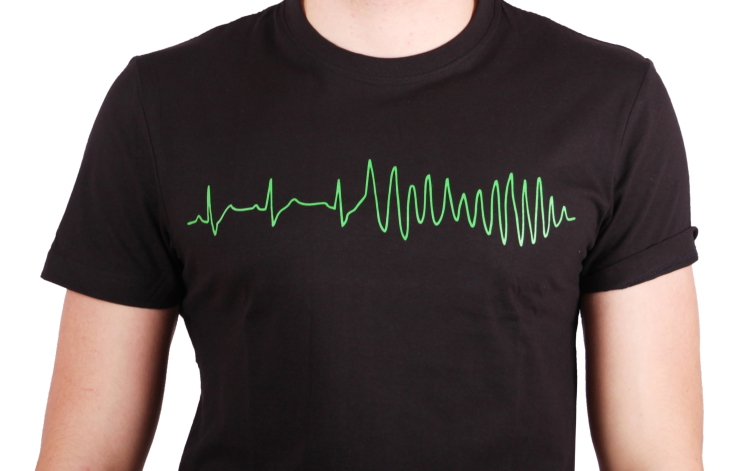 EKG tričko pánské černé - komorová fibrilace