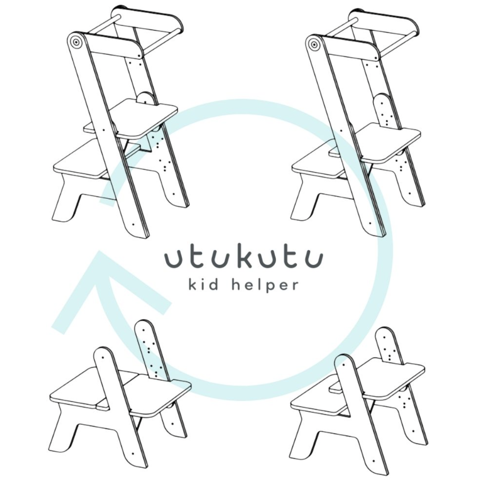 Učící věž pro děti Kidhelper bílá peříčka