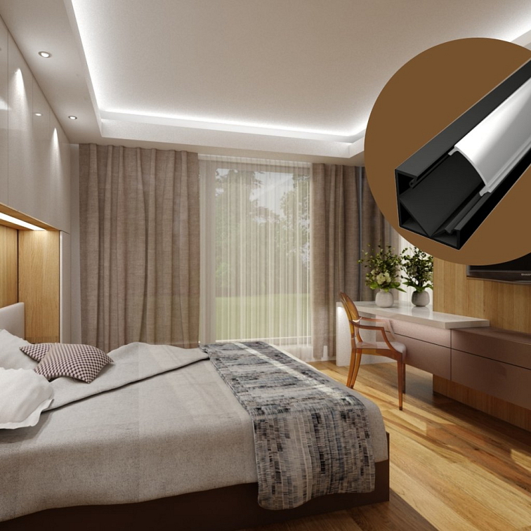 LED lišta ROHOVÁ SIMPLE - čierna