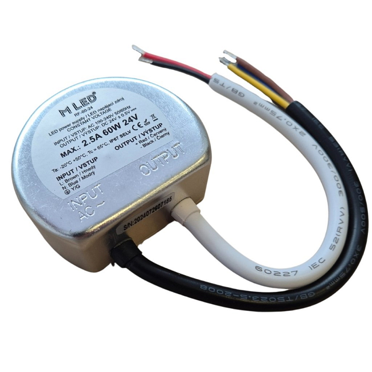 Zdroj 60W, 24V, IP67 Voděodolný (do krabice)
