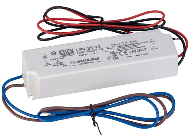 LED napájací zdroj 36W, 12V, IP67 - Vodeodolný MEAN-WELL