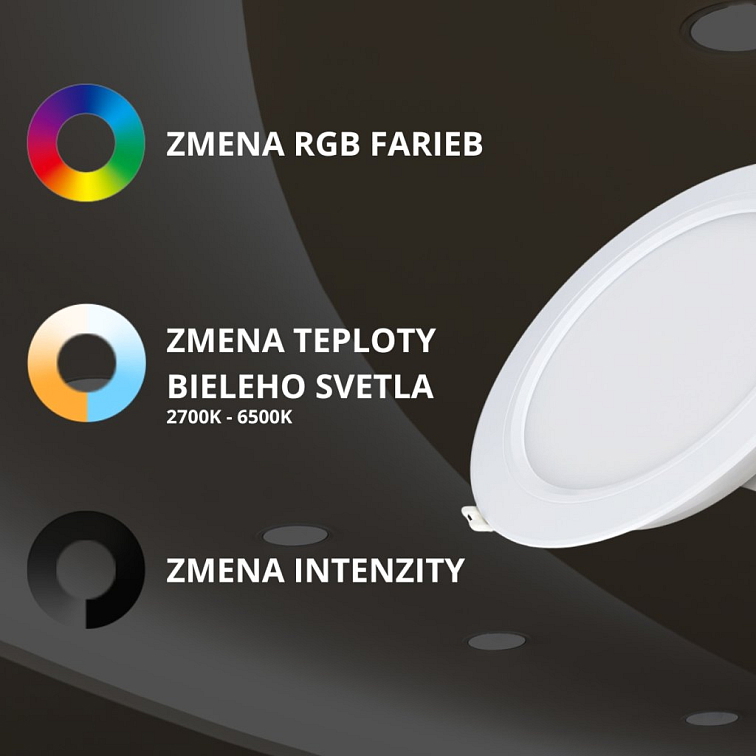 LED panel biely 12W kruh RGB+DUAL-WHITE