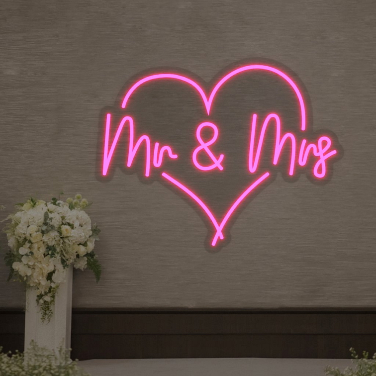 LED neon - Mr & Mrs 62x49cm