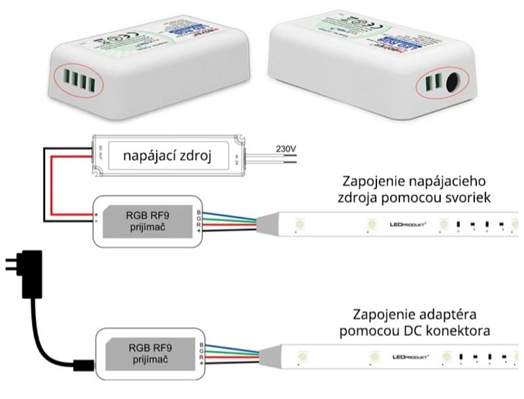 LED RGB ovladač RF9 - 2,4GHz (FUT020)