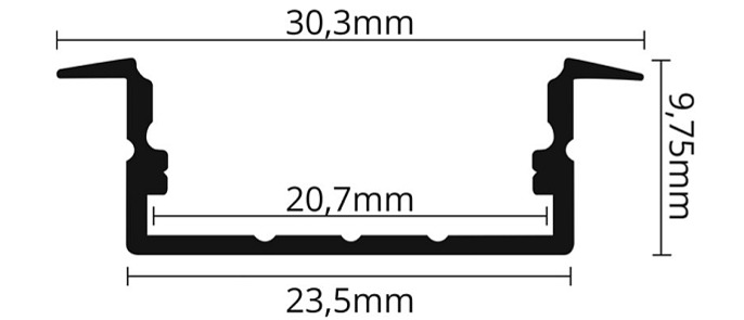 LED lišta zapustená S3 čierna