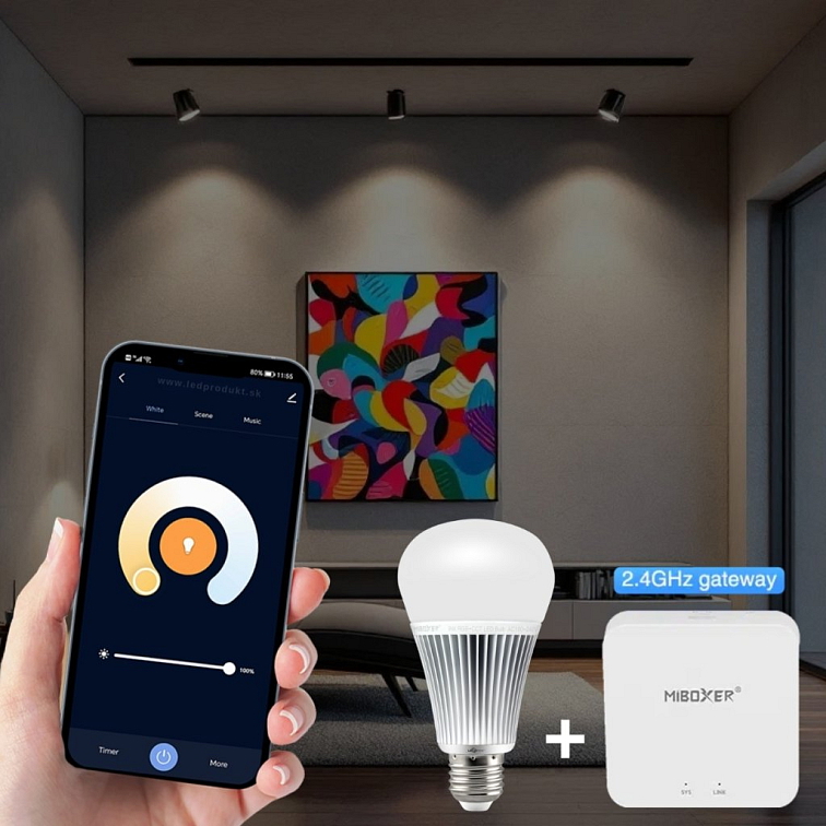 LED žiarovka 9W E27 DUAL WHITE + RGB