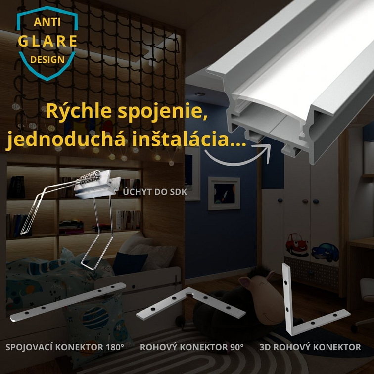 LED lišta zapustená R16 čierna