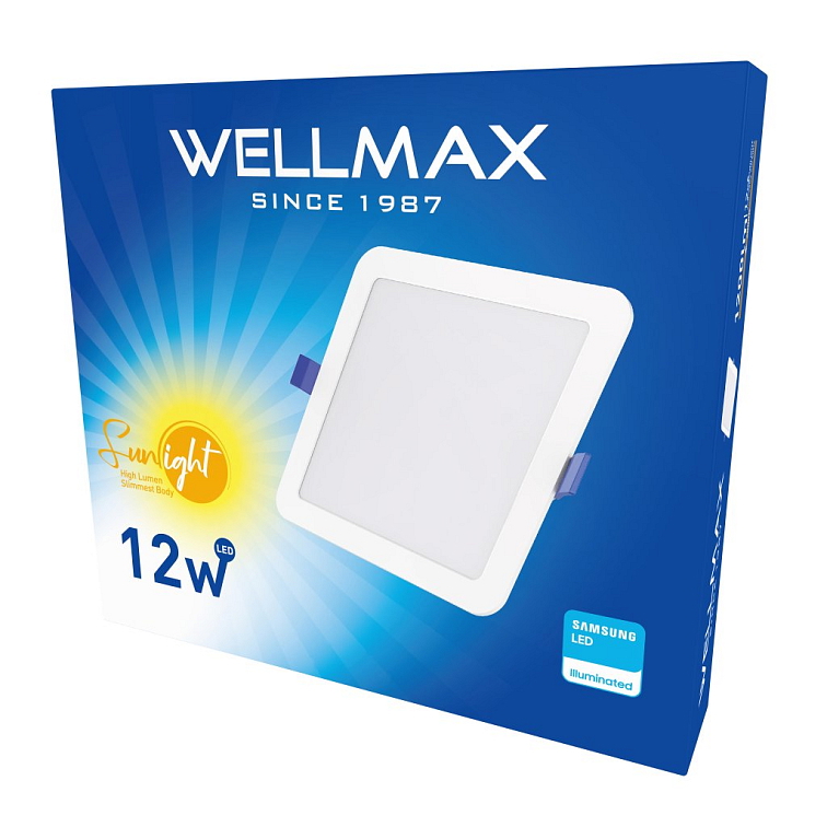 LED panel Wellmax 12W štvorec - Neutrálna biela