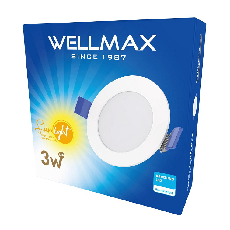 LED panel Wellmax 3W kruh - Neutrálna biela