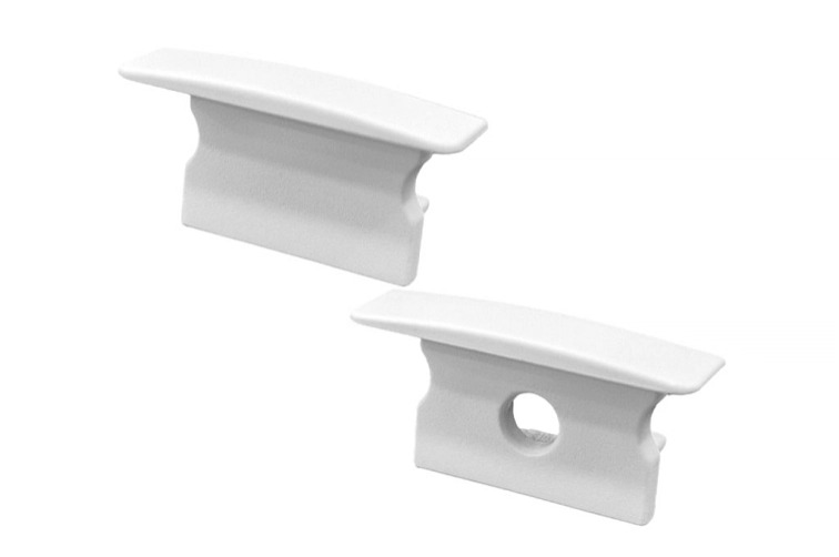 Koncovky pre LED lištu zapustenú R16 biele (2ks)