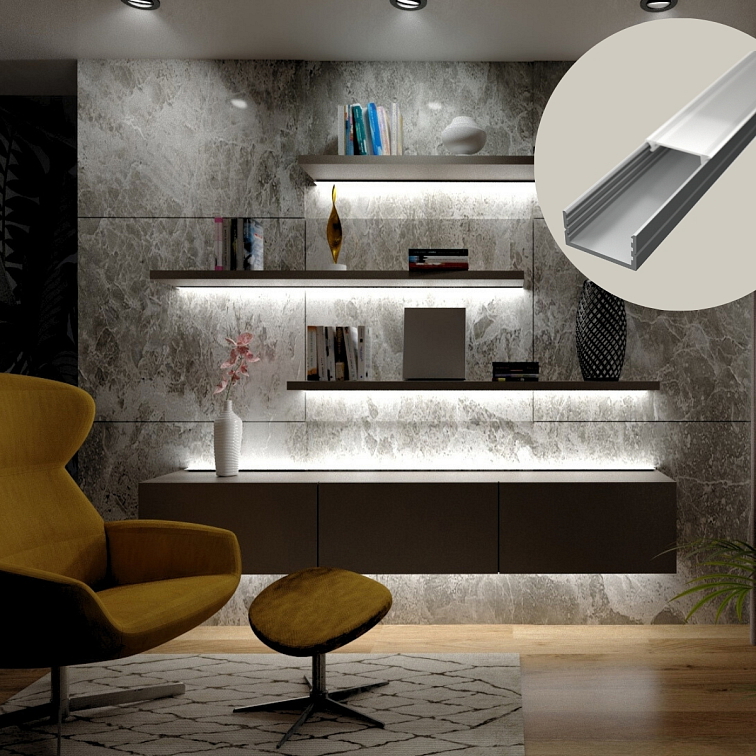 LED lišta povrchová S10 stříbrná