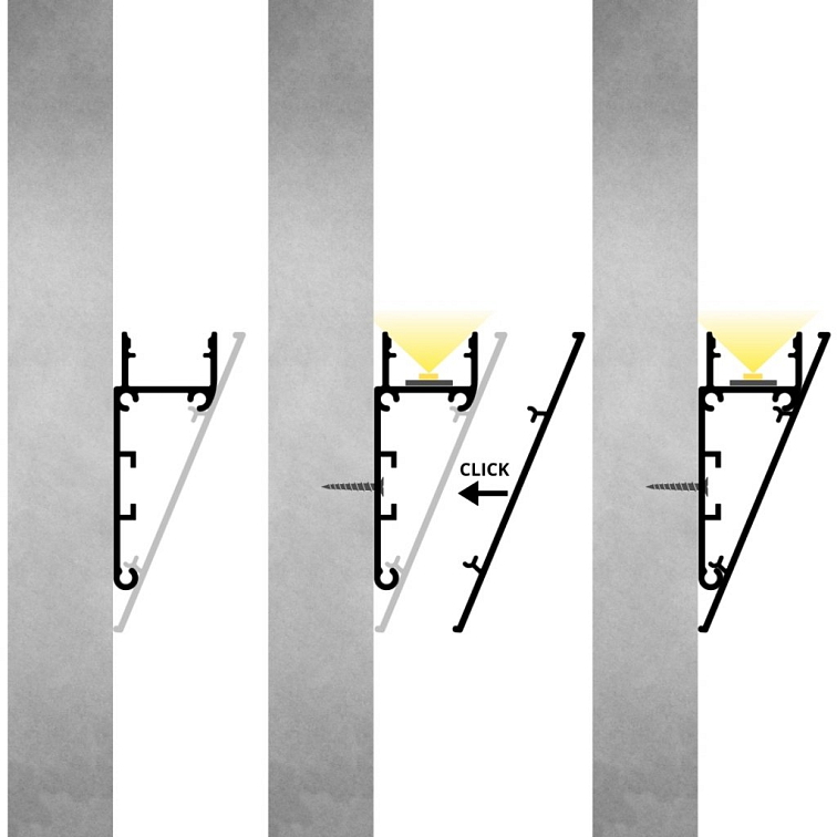 LED lišta povrchová - WALL strieborná