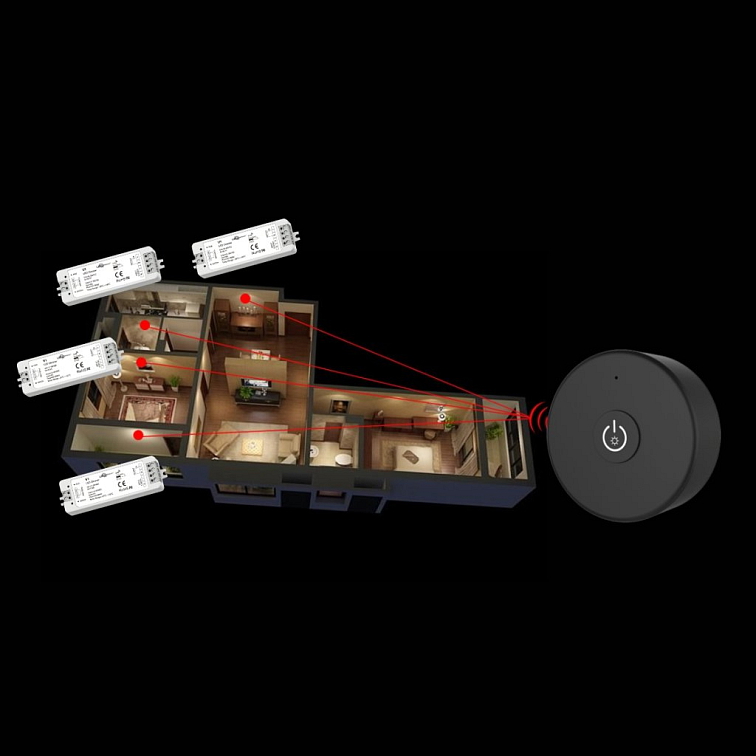 LED ovládač RF12 mini čierny
